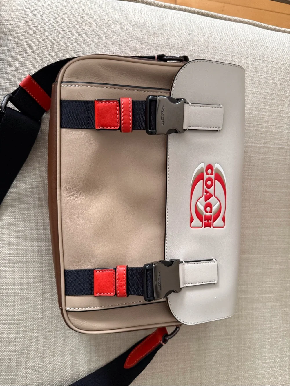 Coach Men’s Beige, light brown and orange Messenger Crossbody